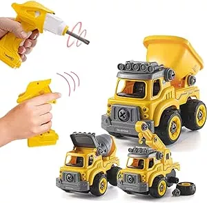 Top Race ferngesteuertes Auto STEM Spielzeug für 3 4 5 6 7- jährige Jungen und Mädchen | RC Bauspielzeug Bagger Trucks︱3 in 1 Zerlegbarer Spielzeug Truck mit Bohrmaschine für Kinder︱Geburtstagsbausatz: Amazon.de: Spielzeug