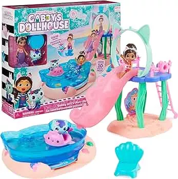 Gabby’s Dollhouse, Purrific Pool Party Spielset mit Gabby- und Meerkätzchen-Figur mit Meerjungfrauenflosse mit Farbwechseleffekt und Bade-Zubehörteilen, geeignet für Kinder ab 3 Jahren: Amazon.de: Spielzeug
