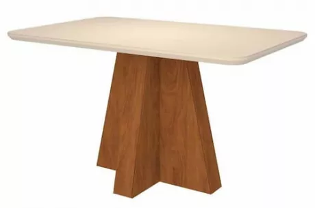 Mesa de Sala Jantar Maitê c/Tampo Madeirado | Casas Bahia