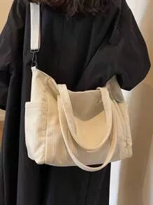 Nova Bolsa De Ombro De Veludo Para Outono/inverno Com Grande Capacidade E Vários Bolsos E Zíper, Perfeita Para Uso Diário, Trabalho, Escritório, Faculdade, Estudo | SHEIN Brasil