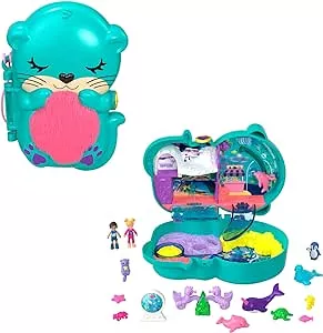 Polly Pocket HCG16 - Otter Aquarium, Aquarium-Thema mit Micro Polly & Nicolas Puppen, 5 Überraschungen & 12 Zubehörteile, tolles Spielzeug Geschenk für Kinder ab 4 Jahren: Amazon.de: Spielzeug