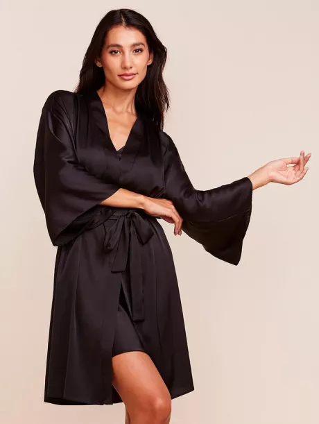 Robe Em Cetim Grace Preto - HOPE Lingerie