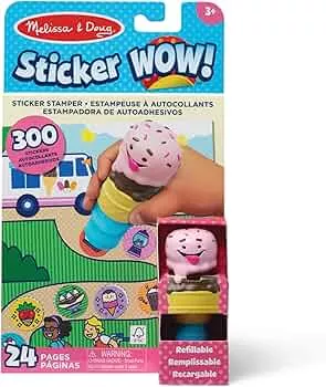 Melissa & Doug Sticker WOW! 24-seitiger Aktivitätenblock und Aufkleberstempel, 300 Aufkleber, Aktivität-Bastelspielzeug Sammlerfigur – Eiscreme: Amazon.de: Spielzeug