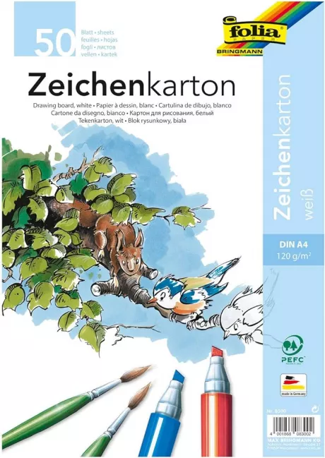 folia 8300 - Zeichenkarton, 120 g/m², DIN A4, 50 Blatt, weiß - Zeichenpapier für vielfältige kreative Ideen : Amazon.de: Küche, Haushalt & Wohnen