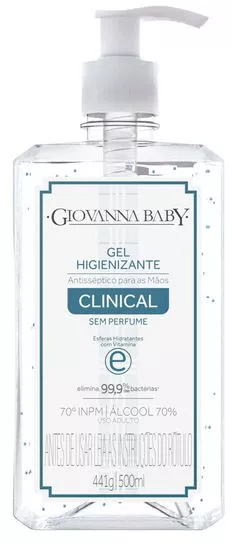 Álcool em Gel Higienizante Giovanna Baby Clinical 500ml 70º GL | 70° INPM - Giovanna Baby