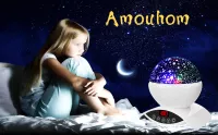 Amouhom Sternenhimmel Projektor Lampe mit Fernbedienung, LED Nachtlicht mit Wiederaufladbare Batterie 360 Drehen und Timing Schlaflicht für Kinders Schlafzimmer Romantische Geschenke für Frauen (Weiß): Amazon.de: Baby
