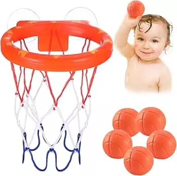 Baby Bath Toy: Basketball Hoop with 5 Balls and Strong Suction Cup. Bath Toy for Toddlers or Children/Boys or Girls. Toy Set for Living Room, Bathroom, Bedroom: Amazon.de: Toys