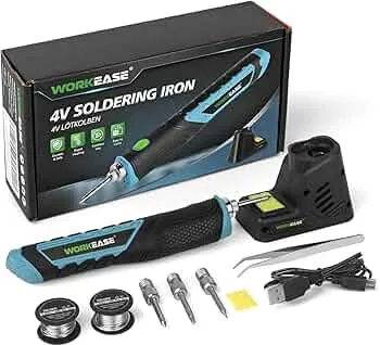 Workease -Soldering Iron 2000mAh Battery Max. 450°C-25 Seconds Heating Time - Incl. Holder with Sponge, Solder and Tips : Amazon.de: DIY & Tools