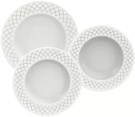 Jogo De Pratos Tramontina Ingrid Em Porcelana 12 Peças Cor Branco | Frete grátis