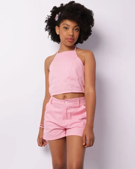 Conjunto Juvenil Liocel Cropped E Short Rosa