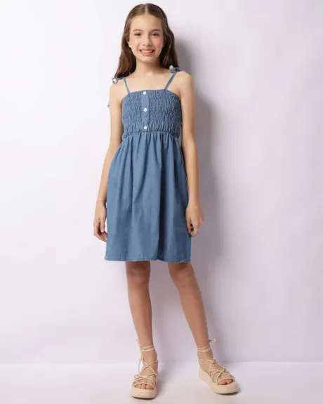 Vestido Juvenil Liocel Curto Lastéx Alcinha Azul