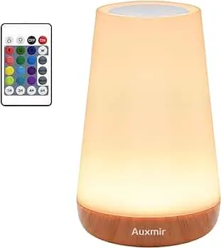 Auxmir Nachttischlampe Nachtlicht Touch Dimmbar mit 13 Farben und 4 Modi, LED Tischlampe USB Aufladbar mit Fernbedienung, Nachtlampe mit Timing Funktion für Schlafzimmer Wohnzimmer, Hellbraun : Amazon.de: Beleuchtung