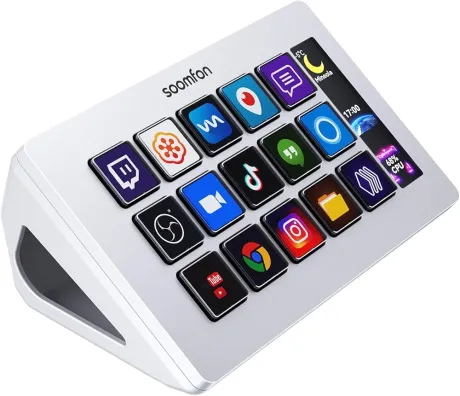 SOOMFON Stream Controller Deck Weiss, 15 anpassbaren Makrotasten
