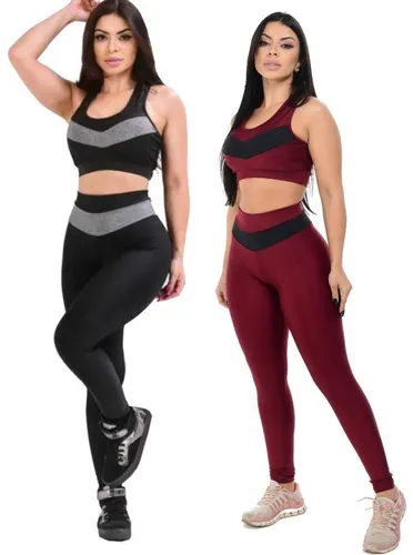 Combo 2 Legging E 2 Top Cropped Com Bojo Roupa De Academia | Frete grátis