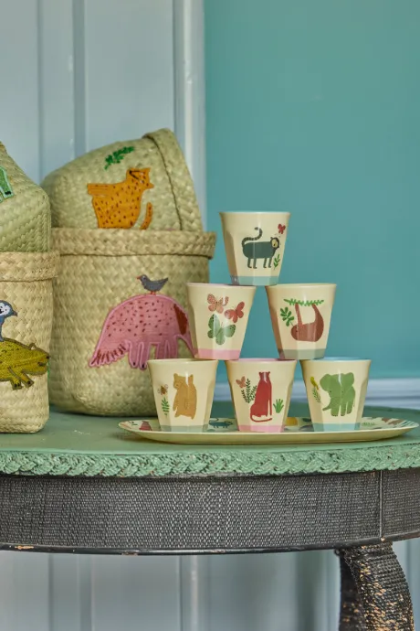 Kleine Becher - Crème - Sweet Jungle Print - 6er Set– rice