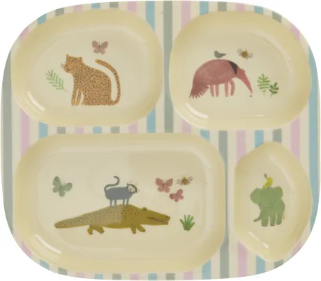 Kinderteller mit 4er Einteilung - Mehrfarbig - Sweet Jungle Print– rice