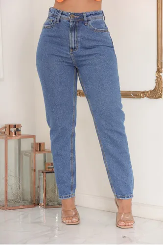 Calça Mom Jeans Feminina Cintura Alta Marmorizada | MercadoLivre