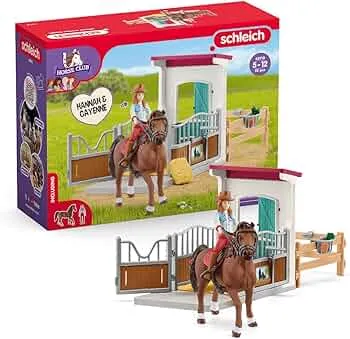 schleich 42710 Horse Box with Hannah & Cayenne, fra 5 år, HORSE CLUB - Spillesæt, 25 dele, eksklusivt på Amazon, sort: Amazon.de: Legetøj