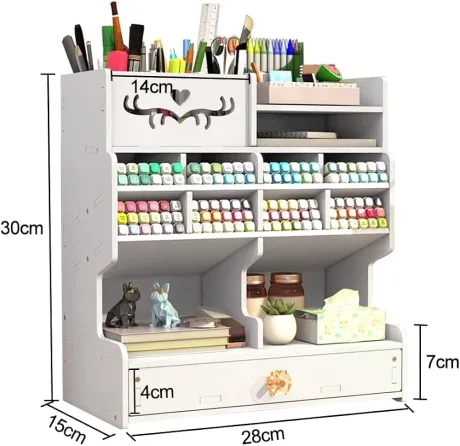 NUODWELL Schreibtisch-Organizer mit Schublade, weiß, große Kapazität, DIY-Stifthalterbox, Schreibtisch-Aufbewahrungsregal für Büro, Schule und Zuhause (Weiß D) : Amazon.de: Papirvarer & kontorartikler