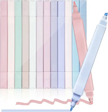 Gigtoop Dual Tips highlighter, highlighter pastel 12 stk., highlighter pen markør pastel assorterede farver, ingen bleed Dry Fast let at holde, til journal bibel planlægger noter skole kontorartikler : Amazon.de: Papirvarer & kontorartikler