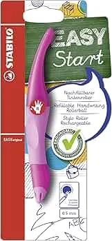 STABILO - Ergonomisk kuglepen til højrehåndede personer - Lyserød lys / mørk EASY - Enkel pen - Skrivefarve blå (kan slettes) - Inkluderer patron : Amazon.de: Papirvarer & kontorartikler