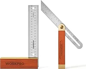 WORKPRO Tømrervinkel, 2 dele, stopvinkel, 200 mm, justerbar glideskråde 230 mm, håndtag af løvtræ, blad i rustfrit stål til håndværker, træbearbejdning : Amazon.de: DIY og værktøj