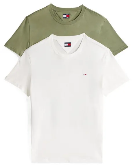Tommy Jeans Rundhalsshirt TJM XSLIM 2PACK JERSEY TEE EXT (Packung, 2er-Pack) Logostickerei, 2Pack