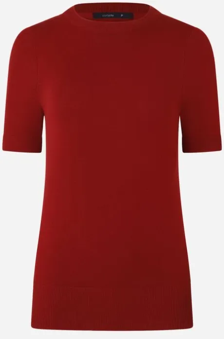 Blusa Básica em Tricô Leve com Barra Canelada Vermelho