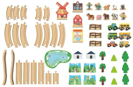Eisenbahn-Set Farm, aus Echtholz | LIDL
