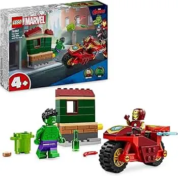 LEGO Marvel Iron Man mit Bike und der Hulk, Superhelden-Bauspielzeug für Kinder, Spielset zum Sammeln mit Bike und Minifiguren, Geschenk für Mädchen und Jungen ab 4 Jahren 76287: Amazon.de: Spielzeug