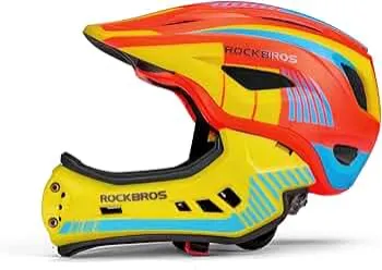ROCKBROS Kinderhelm Integriert Fahrradhelm Kinder Jugend Fullface Helm mit Abnehmbarem Kinnschutz BMX MTB Downhill Helm S 48-52cm M 54-57cm : Amazon.de: Sport & Freizeit