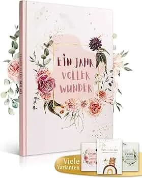EULENTALER® Das Babytagebuch I Von Pädagogen gestaltet I Mit handgemalten Illustrationen I Mein erstes Jahr IbBabyalbum, Erinnerungsbuch Rosa