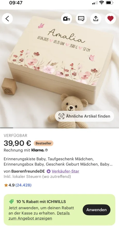 Erinnerungsbox von Etsy