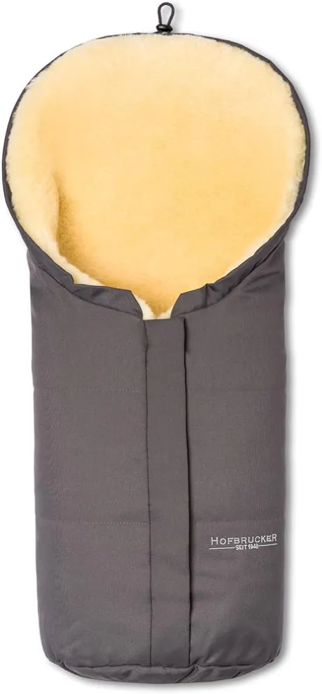 Hofbrucker Lammfell-Fußsack Eskimo für Babyschale, Kinderwagen, Buggy. Ab Geburt verwendbar. Kapuze in Mumienform schützt gut gegen Wind. In Deutschland hergestellt. Echtes Lammfell in Öko-Tex Qualität. Farbe: Grau : Amazon.de: Baby
