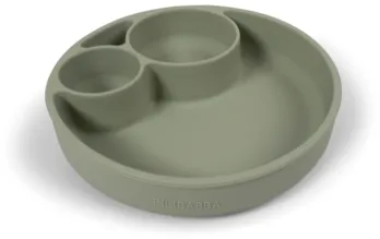 Kinderteller mit Saugnapf aus Silikon green, Maße 19 x 19 x 5 cm