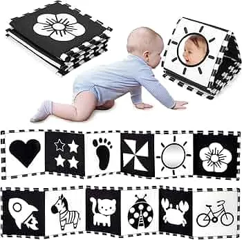 URMYWO Black & White Babybuch Kontrastbuch Baby-Bilderbuch-Stoffbücher- Kontrast Baby Spielzeug 0 3 6 9 12 Monate, Schwarz Weiss kontrastkarten Baby, Neugeboren Babygeschenk : Amazon.de: Spielzeug