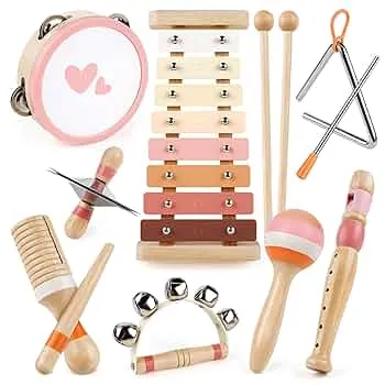 Musikinstrumente Kinder ab 3 Jahre Xylophon Trommel Schlagzeug Kinderspielzeug Musikinstrumente Spielzeug Mädchen 3 Jahre Montessori Holzspielzeug: Amazon.de: Spielzeug