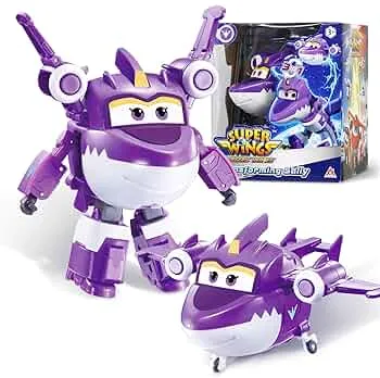 Super Wings Transformer Spielzeug Sally, 2 in 1 Action Figur, 12,7 cm großes Flugzeug-Roboter, Transformer-Spielzeug für Jungen und Mädchen ab 3 Jahren, Purple: Amazon.de: Spielzeug