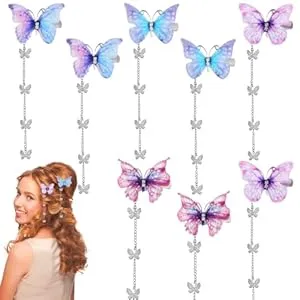 WLLHYF 8 Stück Schmetterling Quaste Haarspangen bewegliche Stoff Schmetterling Haarnadel mit abnehmbarer Quaste niedlichen Strass Pins Seite Clip Haarspangen Zubehör für Frauen Mädchen (Stil 3) : Amazon.de: Kosmetik