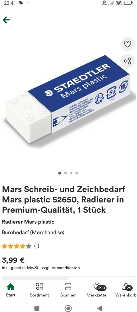 Radiergummi weich und weiß
