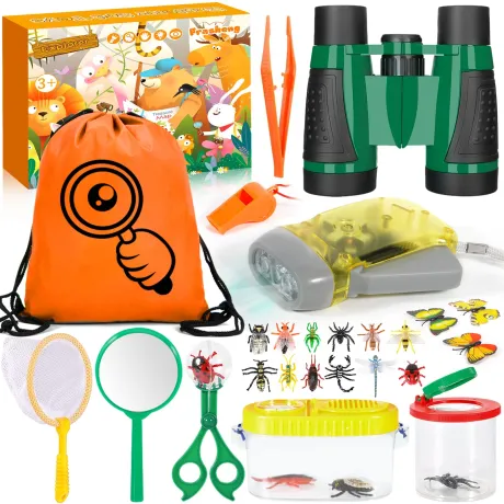 Frasheng Forscherset für Kinder, Fernglas für Kinder 28-teiliges Entdecker Set mit Insektenfänger, Kompass, Becherlupe und mehr, Outdoor Spielzeug Kinder für Camping, Naturerkundungen und Abenteuer: Amazon.de: Spielzeug