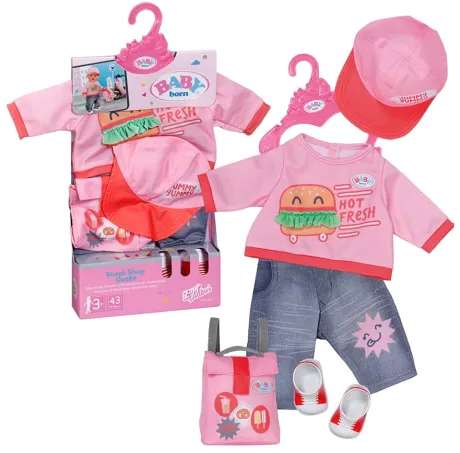 Baby Born Snack Shop Outfit 43cm, Outfit mit Cap, Schuhen und Rucksack für 43cm Puppen, 835944 Zapf Creation: Amazon.de: Spielzeug