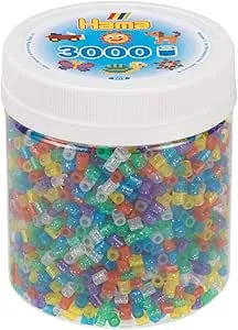 Hama Perlen 209-54 Bügelperlen Dose mit ca. 3.000 bunten Midi Bastelperlen mit Durchmesser 5 mm im Transparent Glitter Mix, kreativer Bastelspaß für Groß und Klein: Amazon.de: Spielzeug
