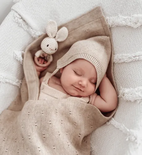 Lil' Leo: Decke 'Leo' in Sand aus 100% Merinowolle