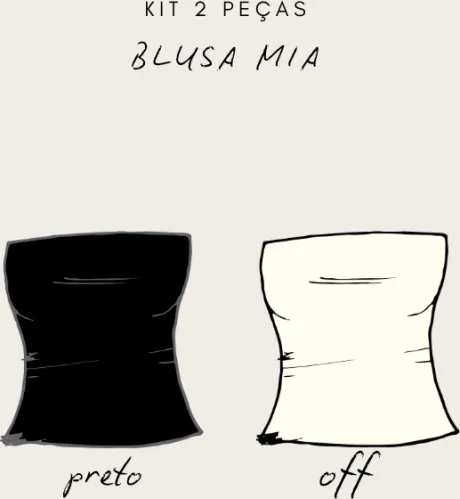 Kit Blusa Mia 2 Peças (preto e off-white)