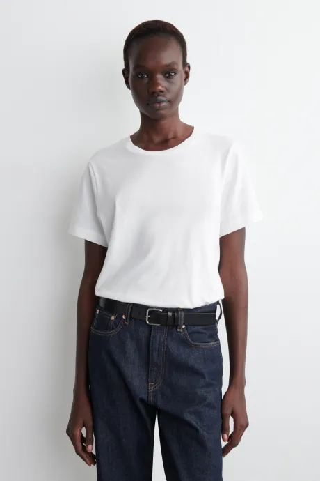 CREW-NECK COTTON T-SHIRT - WHITE | COS