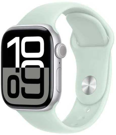 Apple Watch Series 10 GPS, 42 mm Aluminiumgehäuse Silber, Sportarmband Aquamarin – S/M kaufen - Apple (DE)