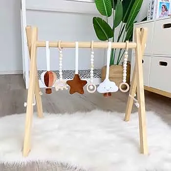 Caudblor Spieltrapez holz Babyspielzeug Puzzle gym inkl. Anhänger Babygymnastik aktiv Spielzeug Babyzimmer Kinderzimmer Dekoration : Amazon.de: Spielzeug