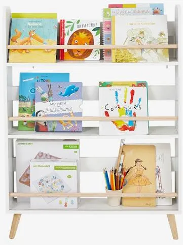 vertbaudet Schmales Kinderzimmer Bücherregal KONFETTI in weiß/natur