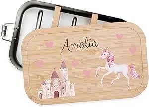 Bärenfreunde® - Personalisierte Brotdose für Kinder mit Spezial-Druck - Robuste Edelstahl Brotdose - Personalisierte Geschenke für Kinder & Erwachsene (Einhorn Schloss,klein Edelstahl) : Amazon.de: Küche, Haushalt & Wohnen
